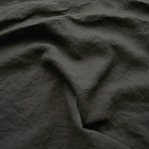 Langer Herren-Bademantel Kimono aus schwarzem Leinen - Nelson