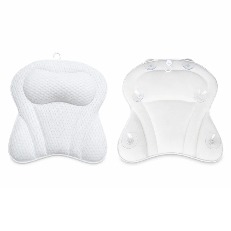 Badewannenkissen mit Nacken- und Rückenstütze – Ergonomisches Badekissen aus 4D-Air-Mesh mit 6 Saugnäpfen