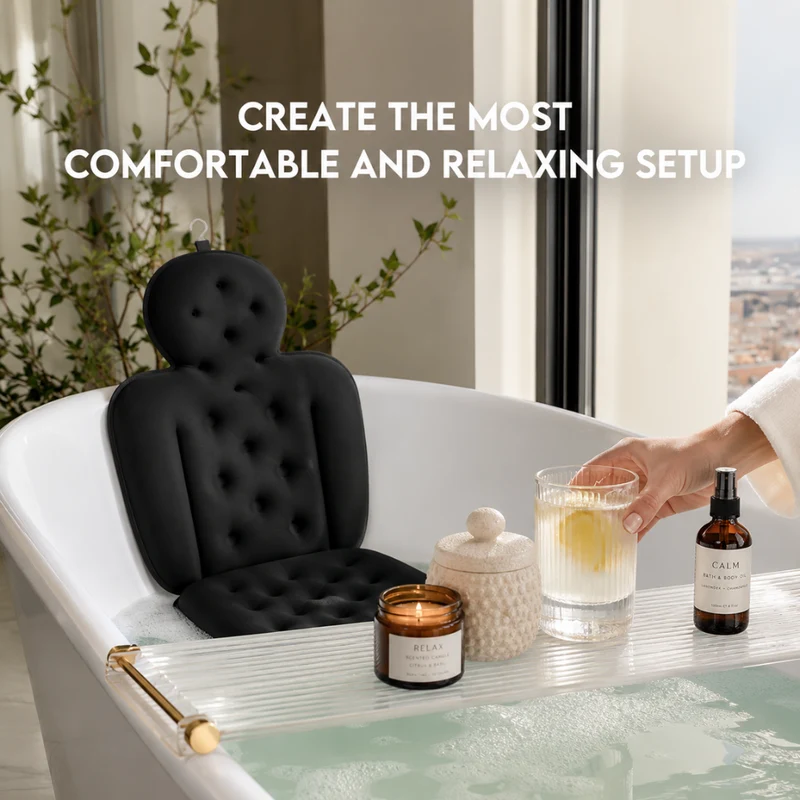 Badewannenkissen mit Nackenstütze – Ergonomisches Badepolster mit Armlehnen für Badewanne, Spa & Entspannung