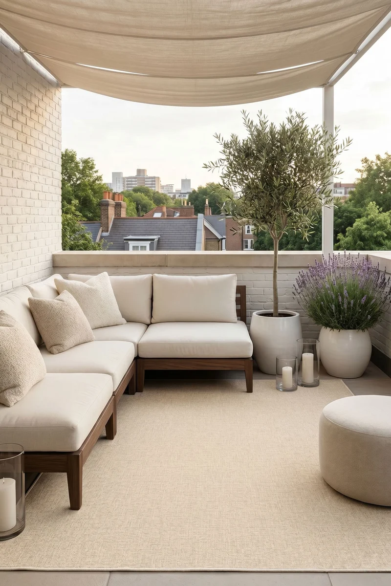 Jute-Haptik Mono Creme Teppich