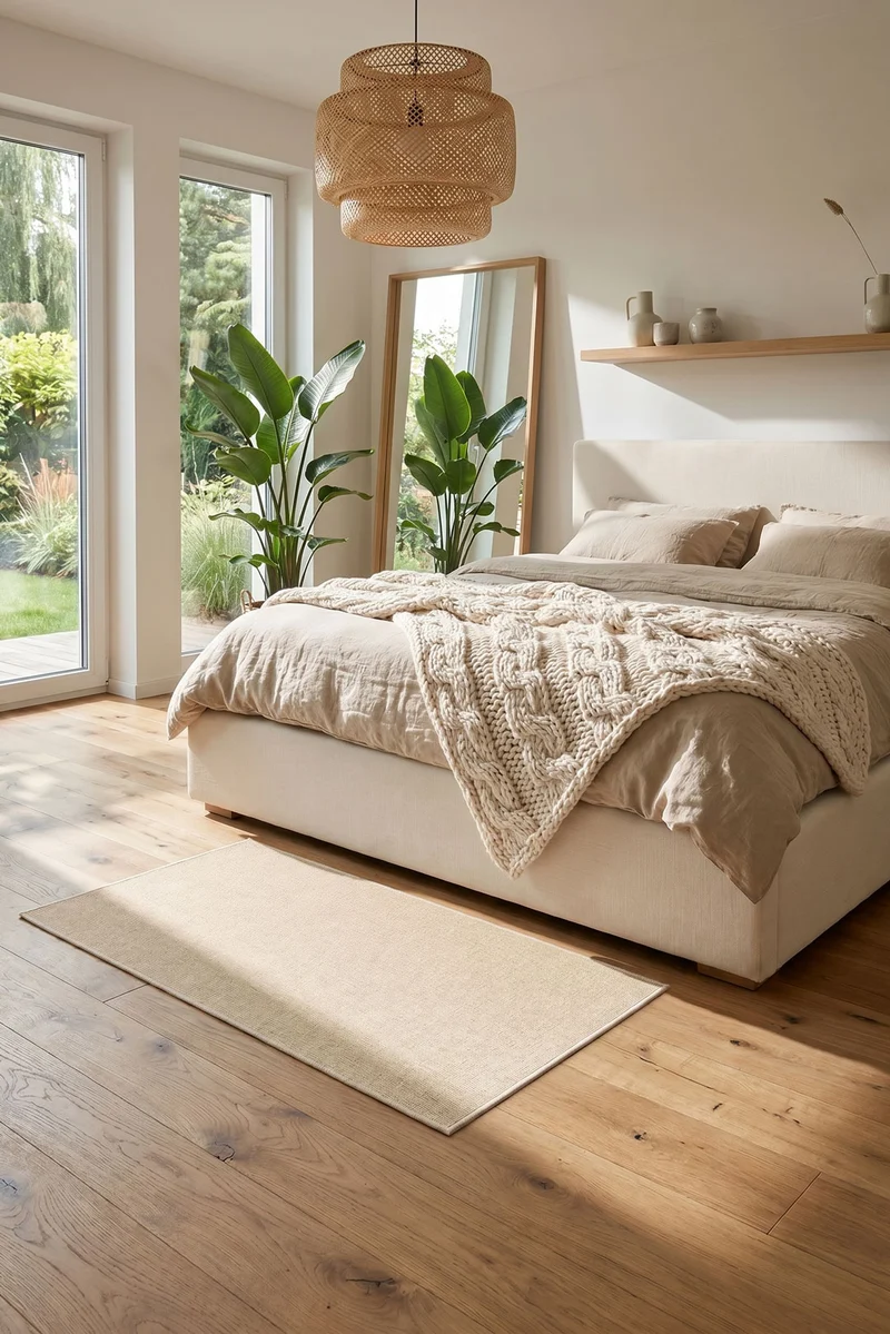 Jute-Haptik Mono Creme Teppich