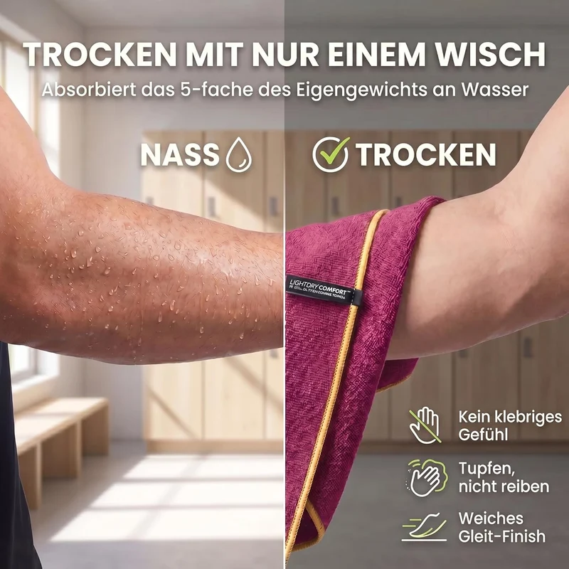 Mikrofaser-Reisehandtuch – Schnelltrocknend & Kompakt – 60x30 cm – Rot