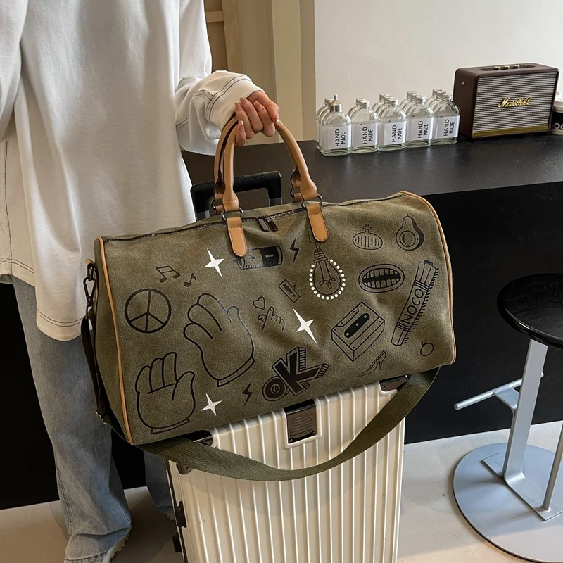 Stylish Illustrated Canvas Duffle Bag Stornfield