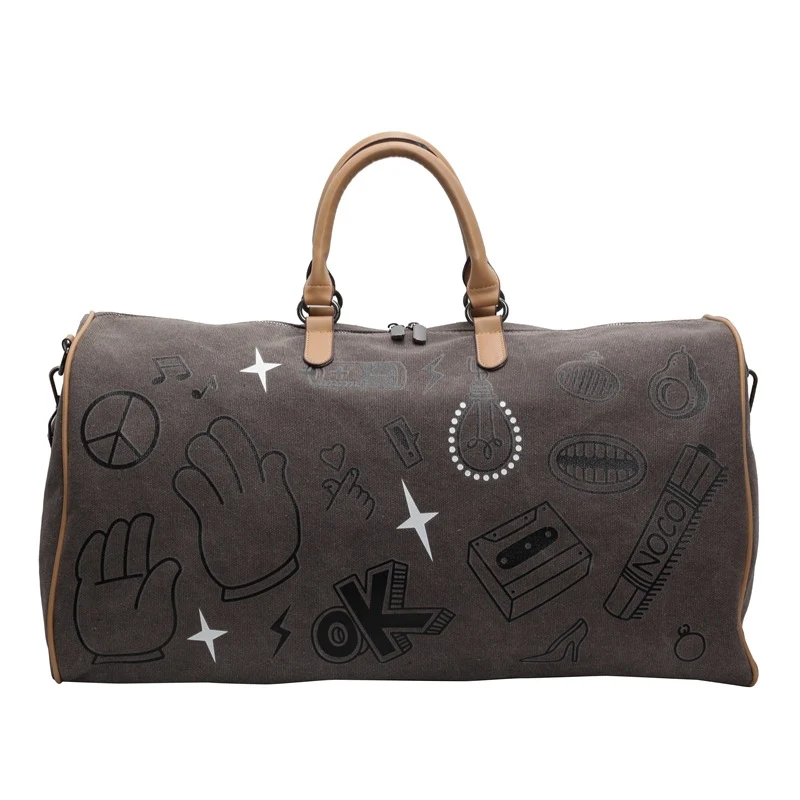 Stylish Illustrated Canvas Duffle Bag Stornfield