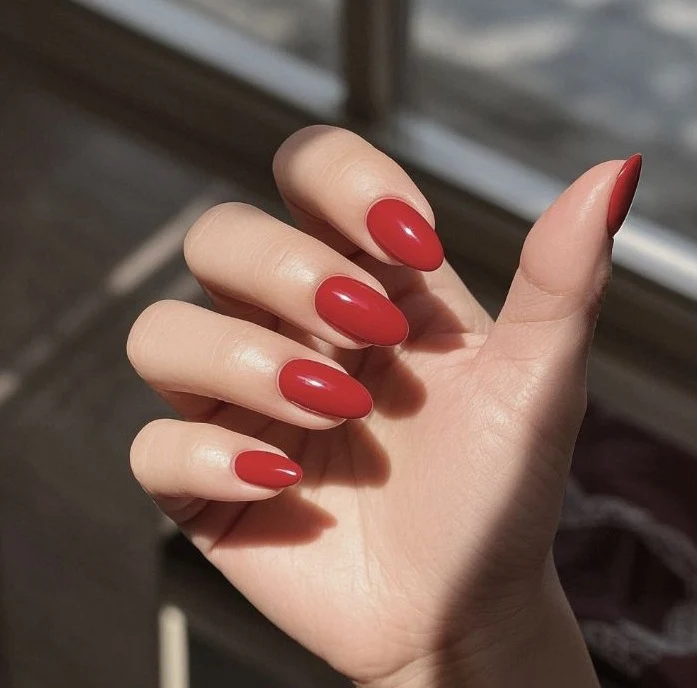 Glossy Almond Shaped Nail Extensions Stornfield