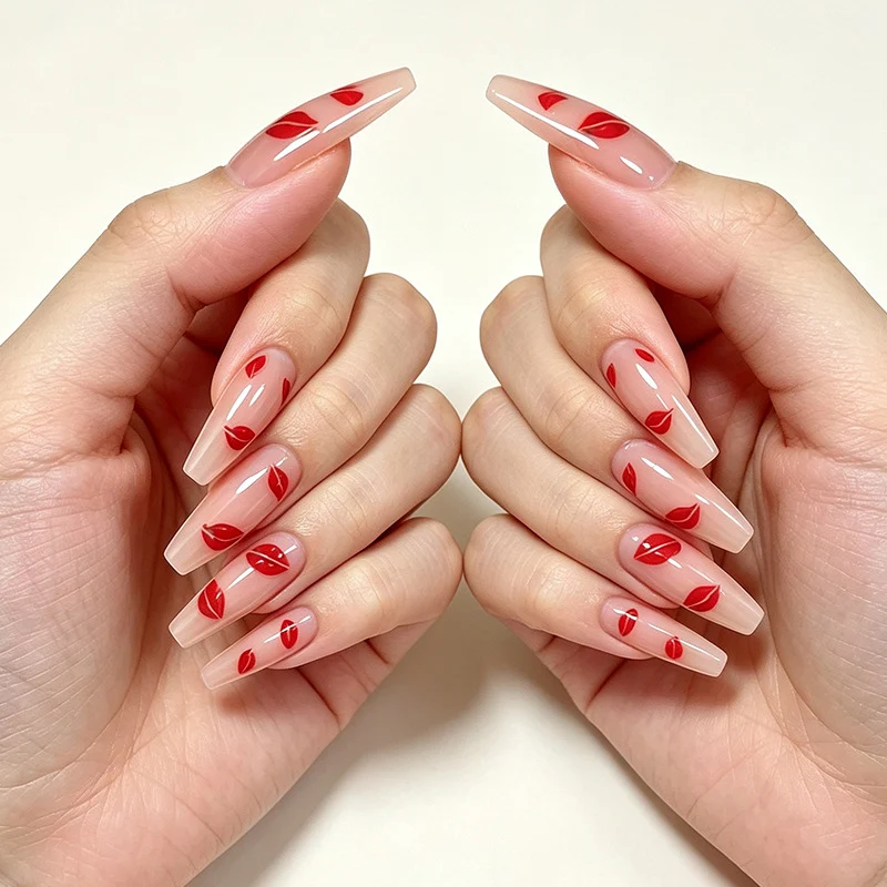 Glossy Almond-Shaped Nail Art Enhancements Stornfield
