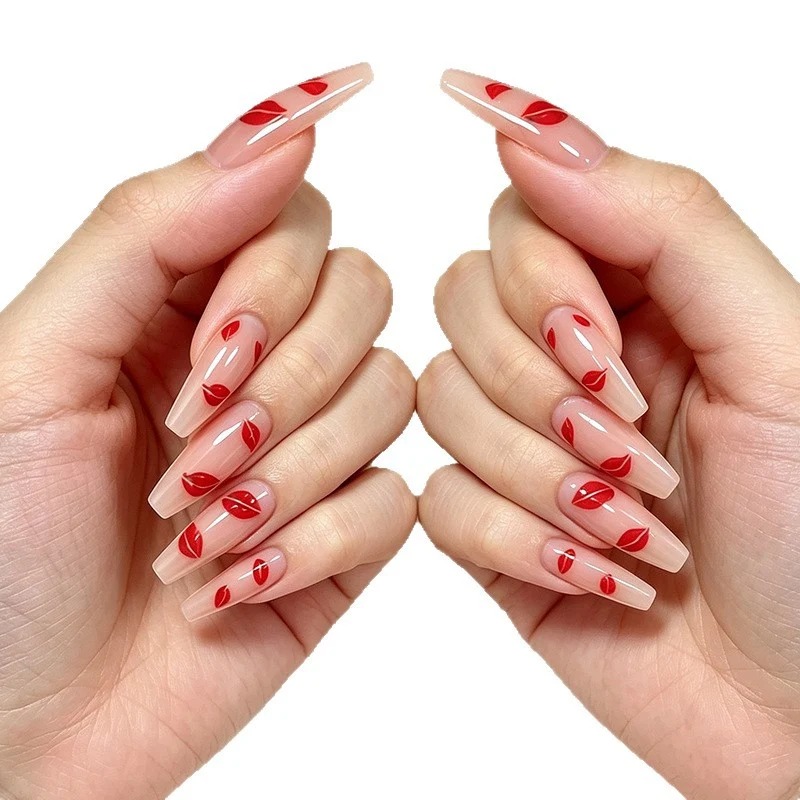 Glossy Almond-Shaped Nail Art Enhancements Stornfield