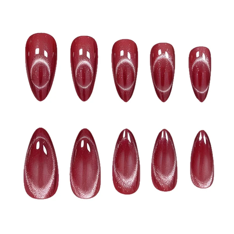 Glossy Almond-Shaped Gel Nail Enhancements Stornfield