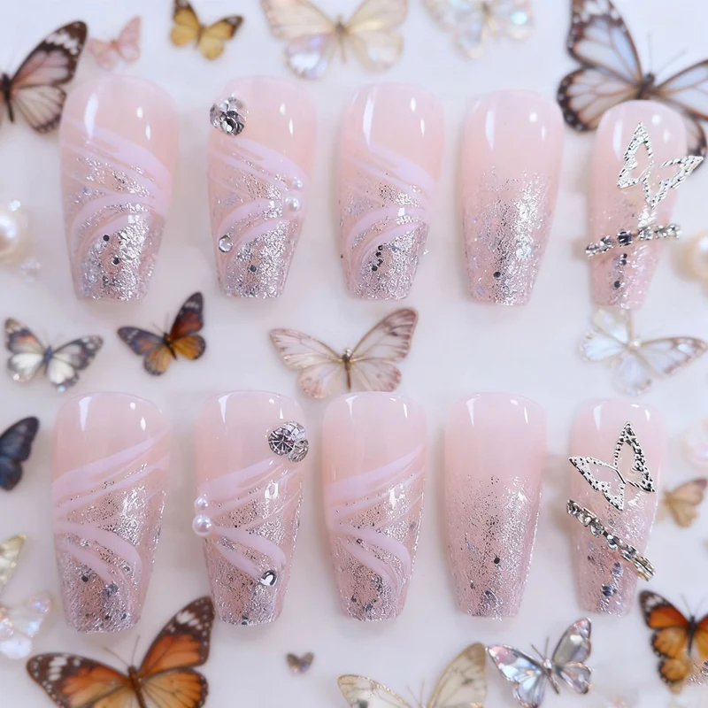 Glamouröse 3D Strass Nagelkunst Extensions Karnz