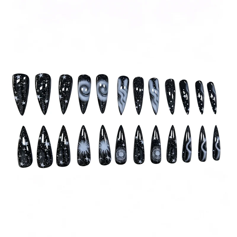 Galaxy-inspiriertes Press-On-Nagelset Karnz
