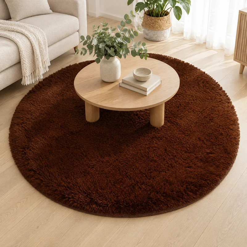 Runder Hochflor-Teppich Ø 60 bis 160 cm – Weicher Shaggy-Teppich für Wohnzimmer und Schlafzimmer