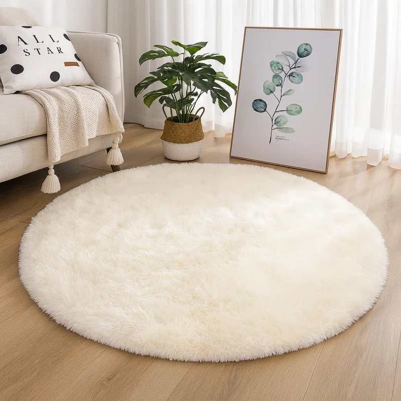 Runder Hochflor-Teppich Ø 60 bis 160 cm – Weicher Shaggy-Teppich für Wohnzimmer und Schlafzimmer