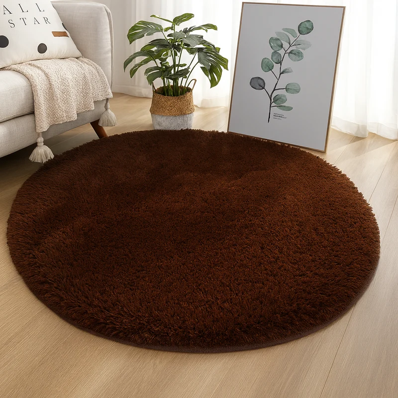 Runder Hochflor-Teppich Ø 60 bis 160 cm – Weicher Shaggy-Teppich für Wohnzimmer und Schlafzimmer