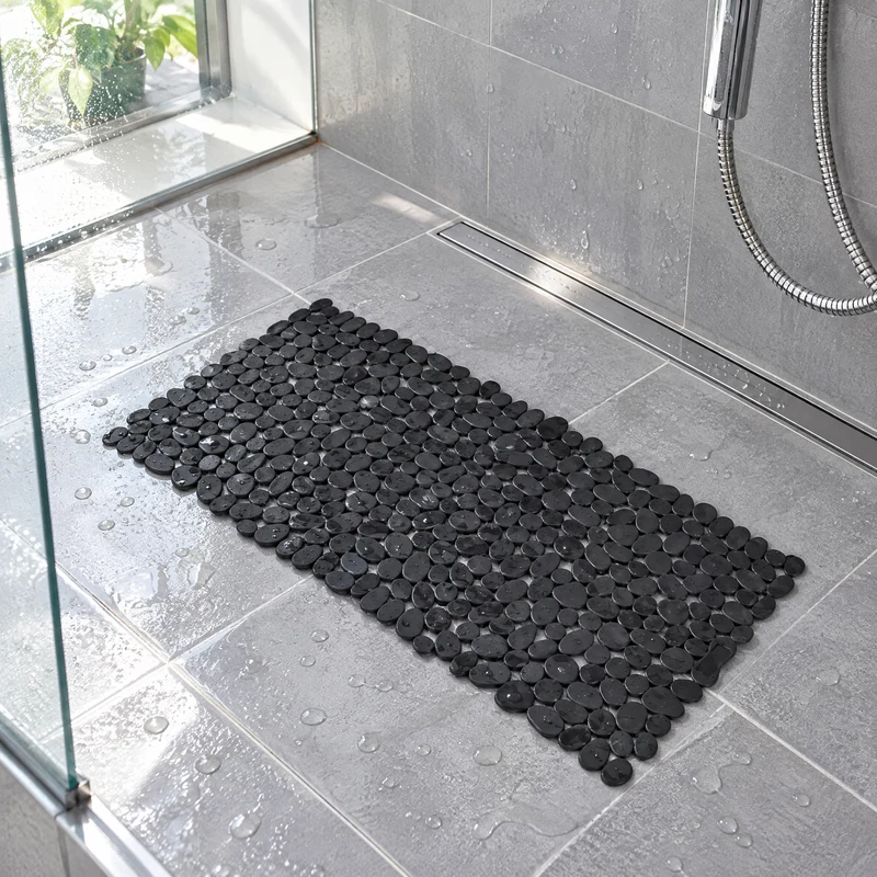 Rutschfeste Duschmatte in Kieselstein-Optik 70x36 und 88x40 cm – Badematte mit Saugnäpfen