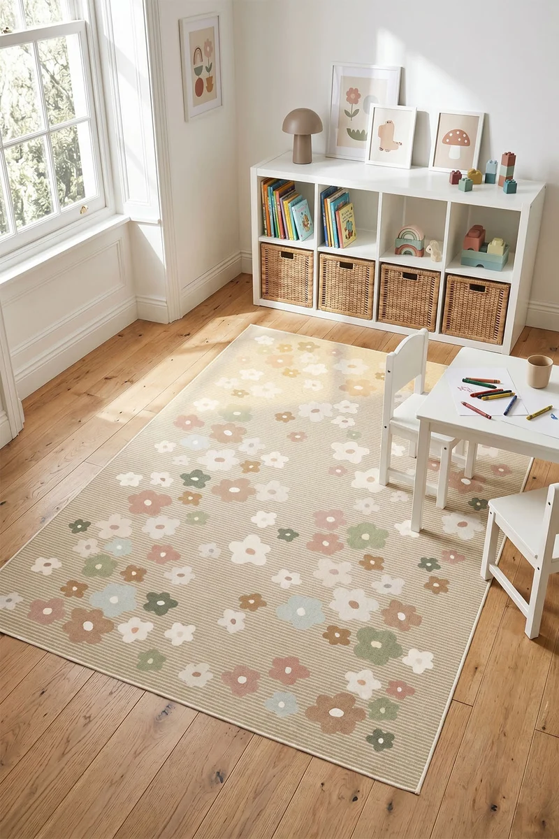 Blumenwiese Taupe Teppich