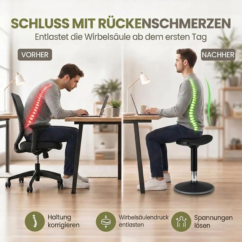 Ergonomischer Stehhocker 35-45cm - Höhenverstellbare Stehhilfe