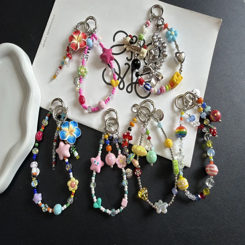 Bunte Perlen Charm Schlüsselanhänger Halter Karnz