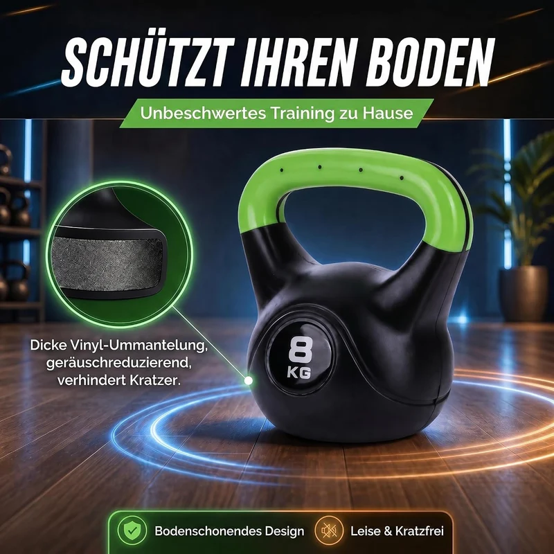 Kettlebell Kugelhantel Deluxe 2-20 kg – Bodenschonendes Krafttraining
