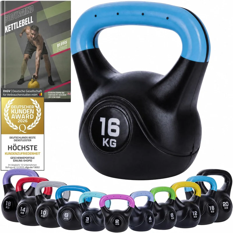 Kettlebell Kugelhantel Deluxe 2-20 kg – Bodenschonendes Krafttraining