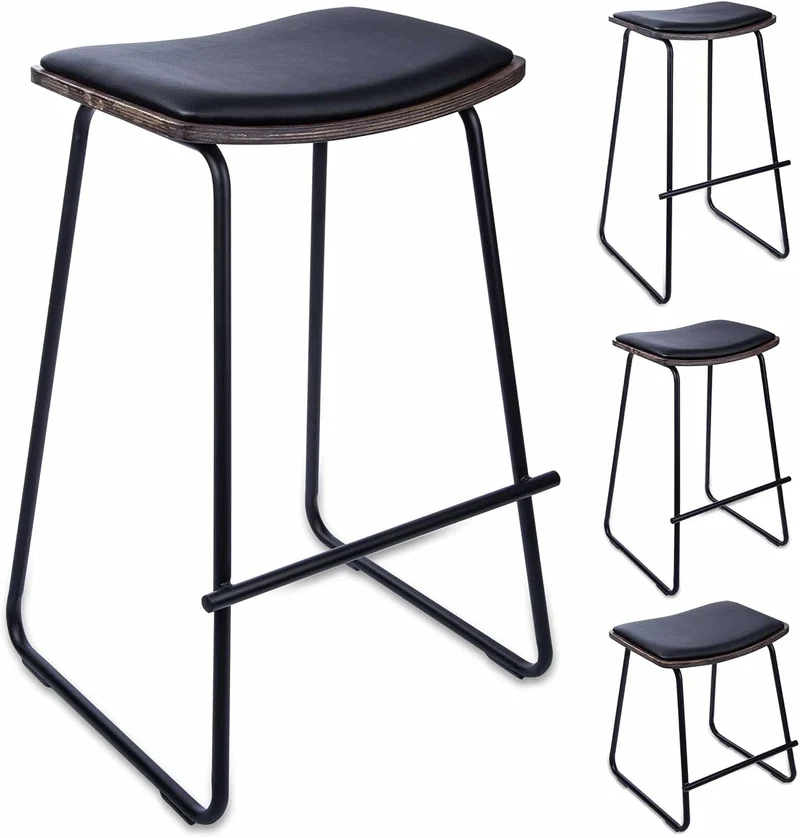 #LAZE Barhocker Metall & Kunstleder – Moderner Barstuhl 77 cm
