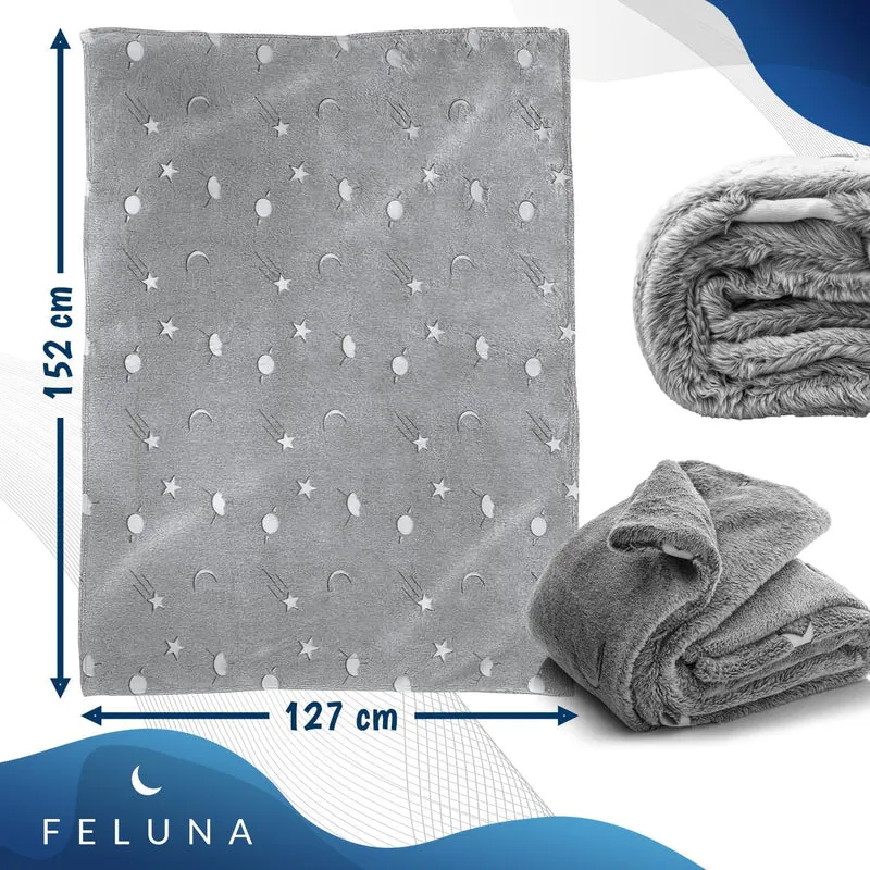 Kuscheldecke Kinder - Leuchtende Sterne Decke - Extra Weich 150x200cm