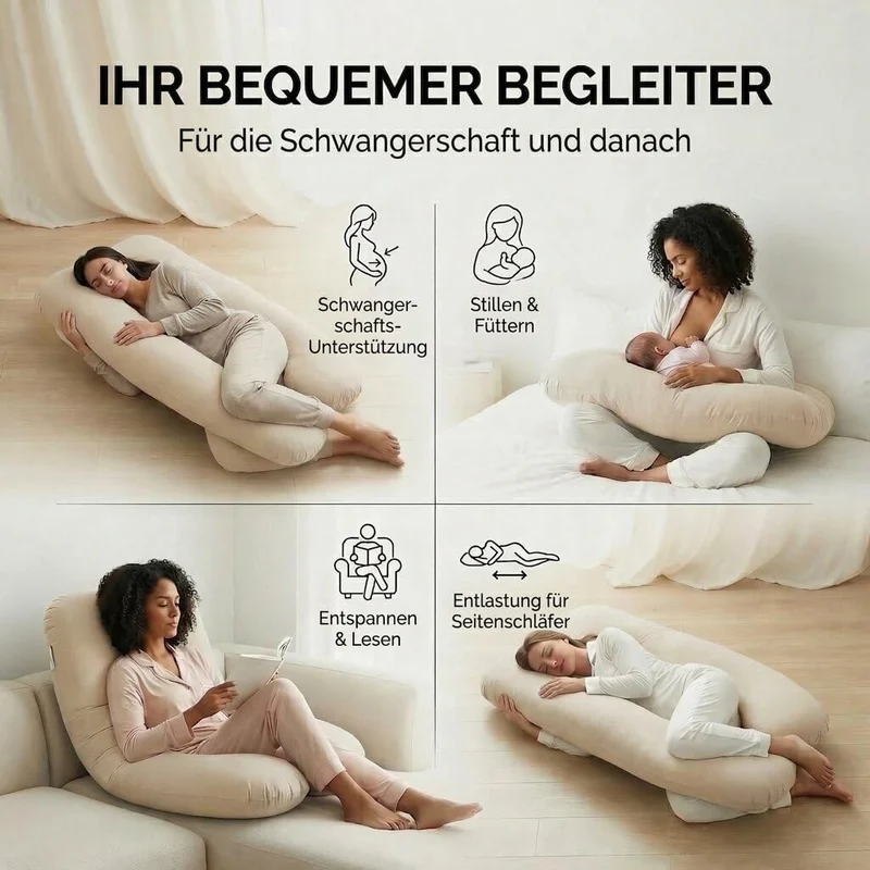 U-Form Schwangerschaftskissen & Seitenschläferkissen Stillkissen