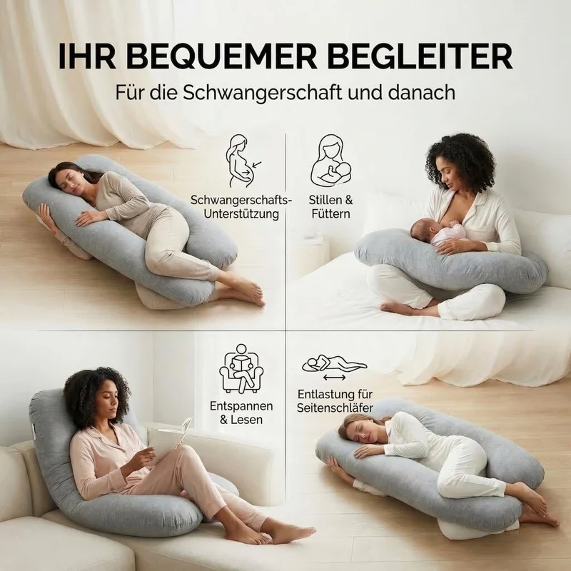 U-Form Schwangerschaftskissen & Seitenschläferkissen Stillkissen
