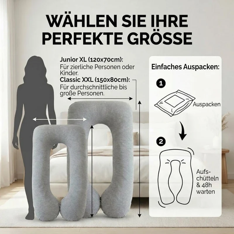 U-Form Schwangerschaftskissen & Seitenschläferkissen Stillkissen