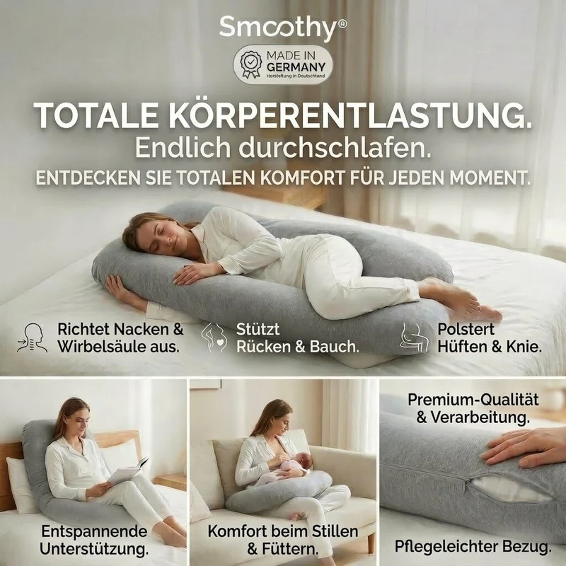 U-Form Schwangerschaftskissen & Seitenschläferkissen Stillkissen