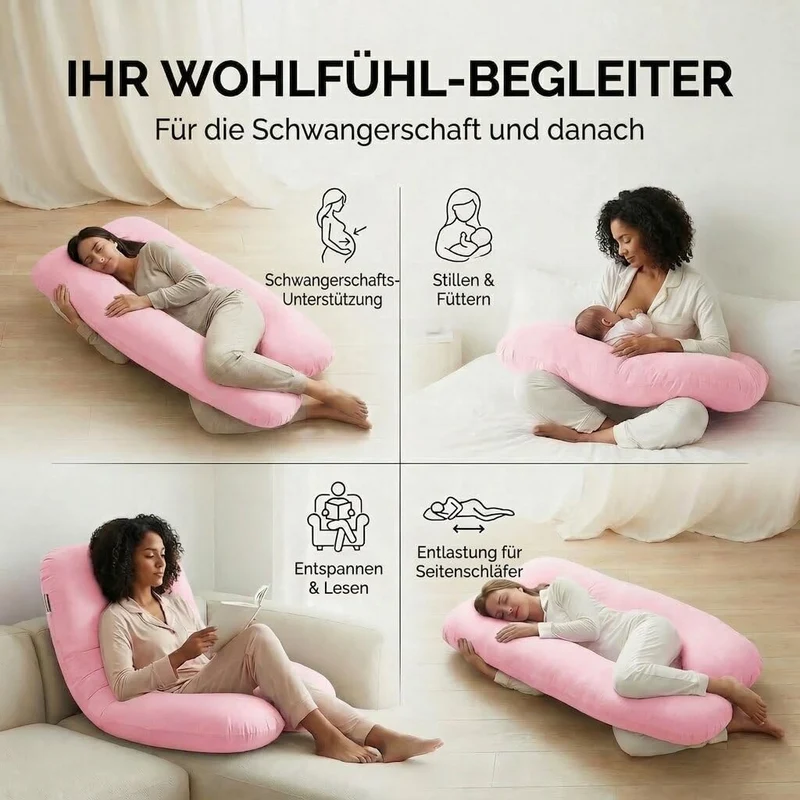 U-Form Schwangerschaftskissen & Seitenschläferkissen Stillkissen