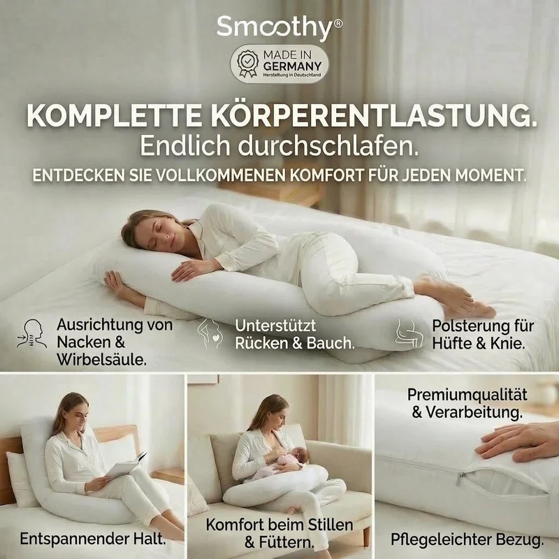 U-Form Schwangerschaftskissen & Seitenschläferkissen Stillkissen