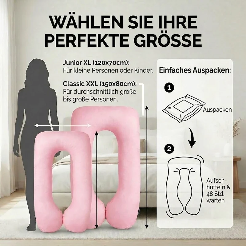 U-Form Schwangerschaftskissen & Seitenschläferkissen Stillkissen