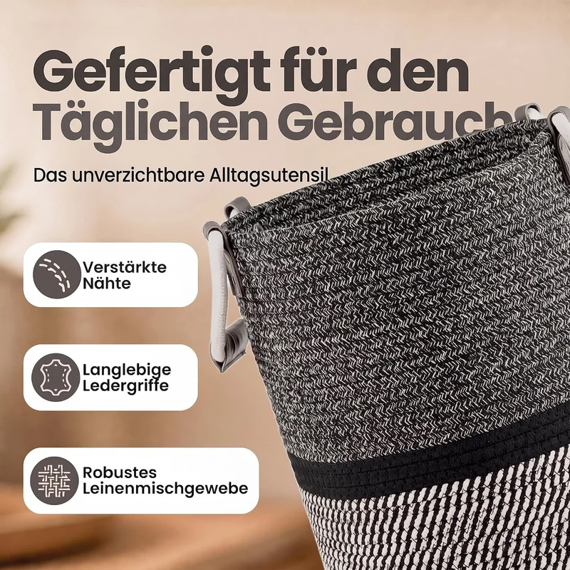 Feluna Aufbewahrungskorb XXL - Stabiler Deko-Korb aus Leinen-Mix