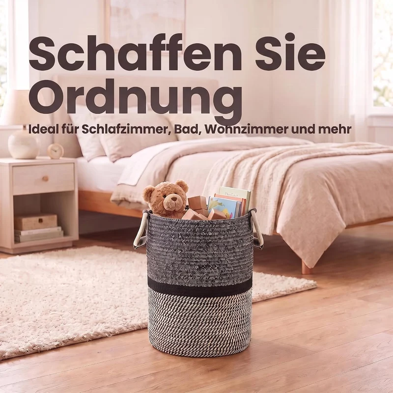 Feluna Aufbewahrungskorb XXL - Stabiler Deko-Korb aus Leinen-Mix