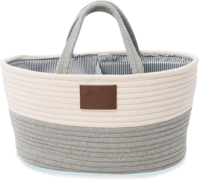 Wickeltasche Baby Organizer - Stabiler Windelkorb aus Leinen