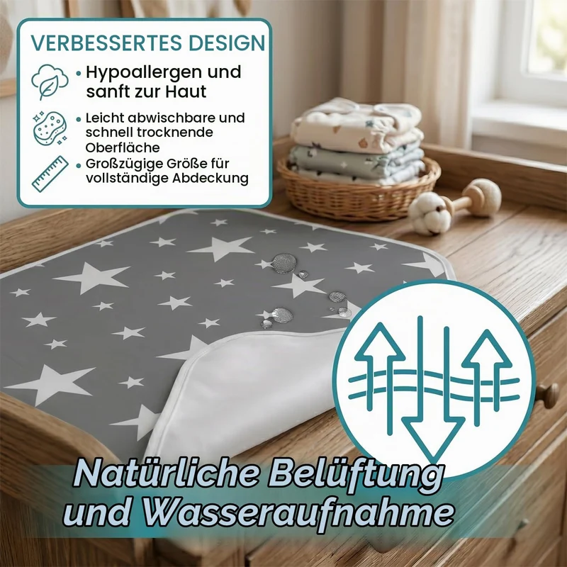 Wiederverwendbare Wickelunterlage - Wasserdicht & Waschbar 70x50 cm