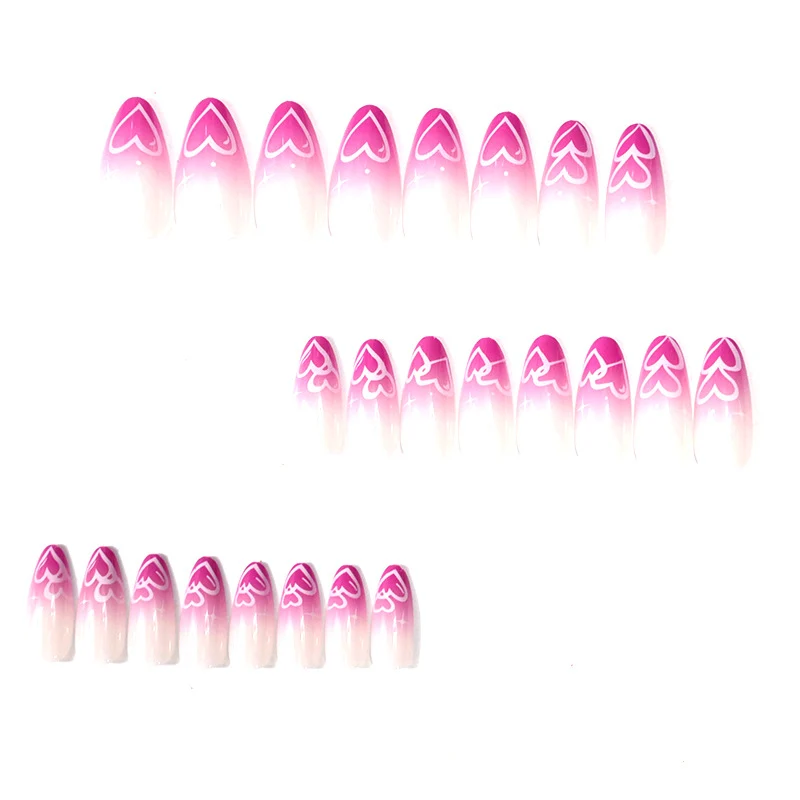 Herz-verzierte Mandel-Nagelkunst-Set Karnz