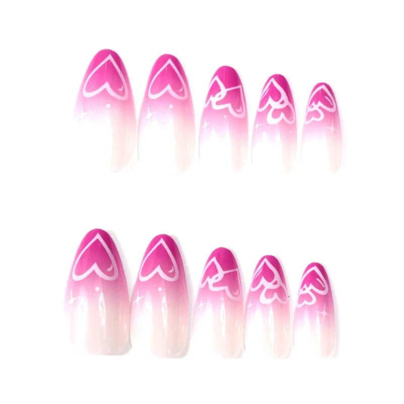 Herz-verzierte Mandel-Nagelkunst-Set Karnz