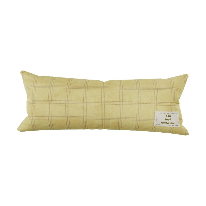 Plush Striped Lumbar Support Throw Pillow with Motivational Patch
