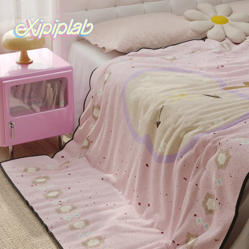 Plush Microfiber Reversible Throw Blanket and Decorative Pillow Cover Set with Oversized Flower Motif