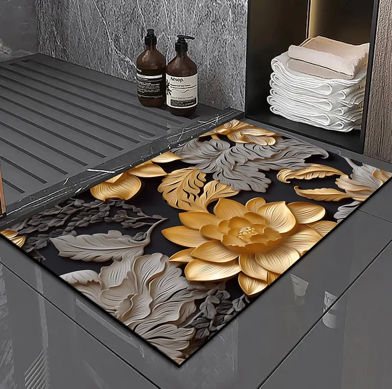 3D Floral Design Bath Mat Stornfield