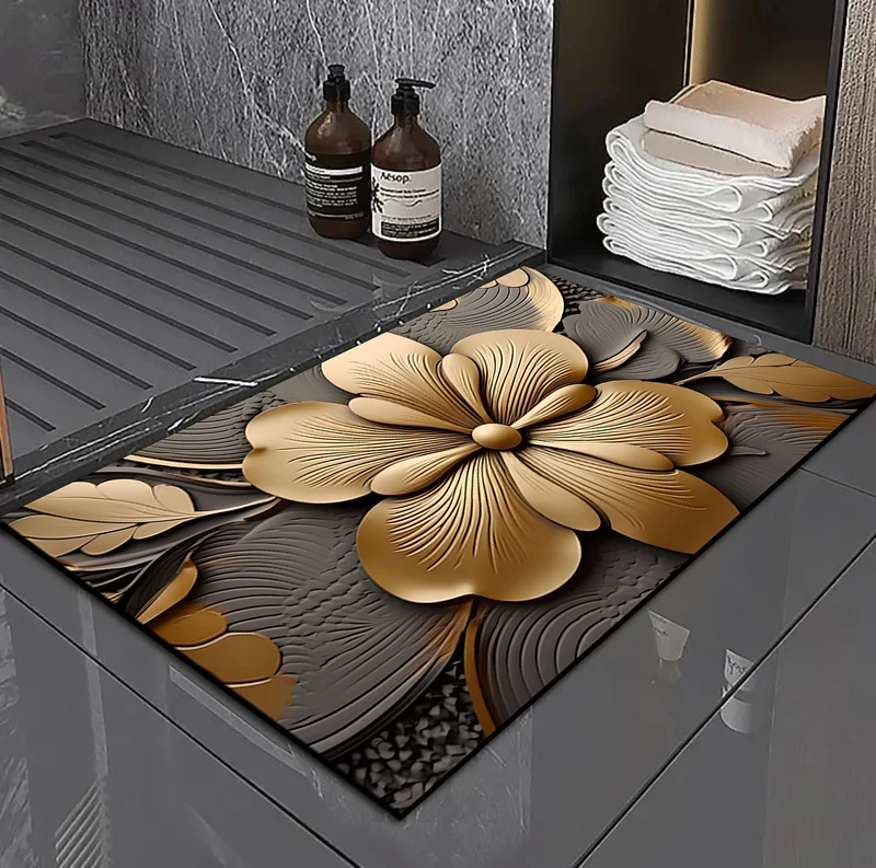 3D Floral Design Bath Mat Stornfield