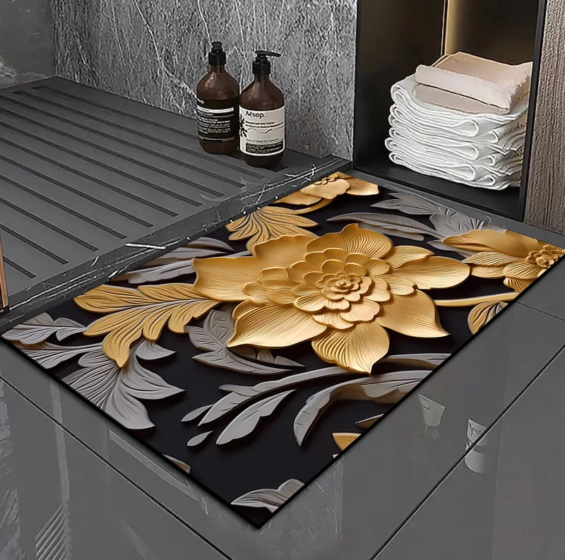 3D Floral Design Bath Mat Stornfield
