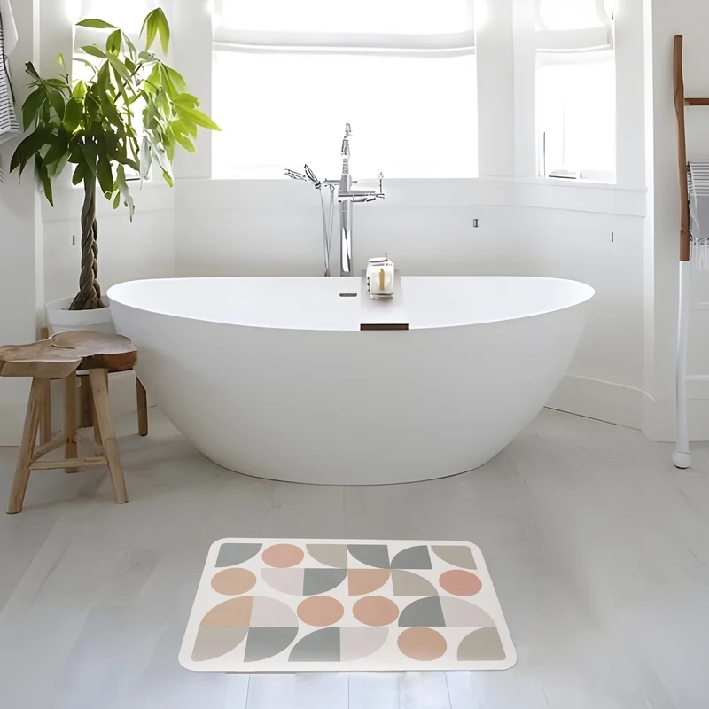 Badematten-Set Karnz aus weicher Mikrofaser mit rutschfester Latexunterseite und filigranem Ornamentdruck