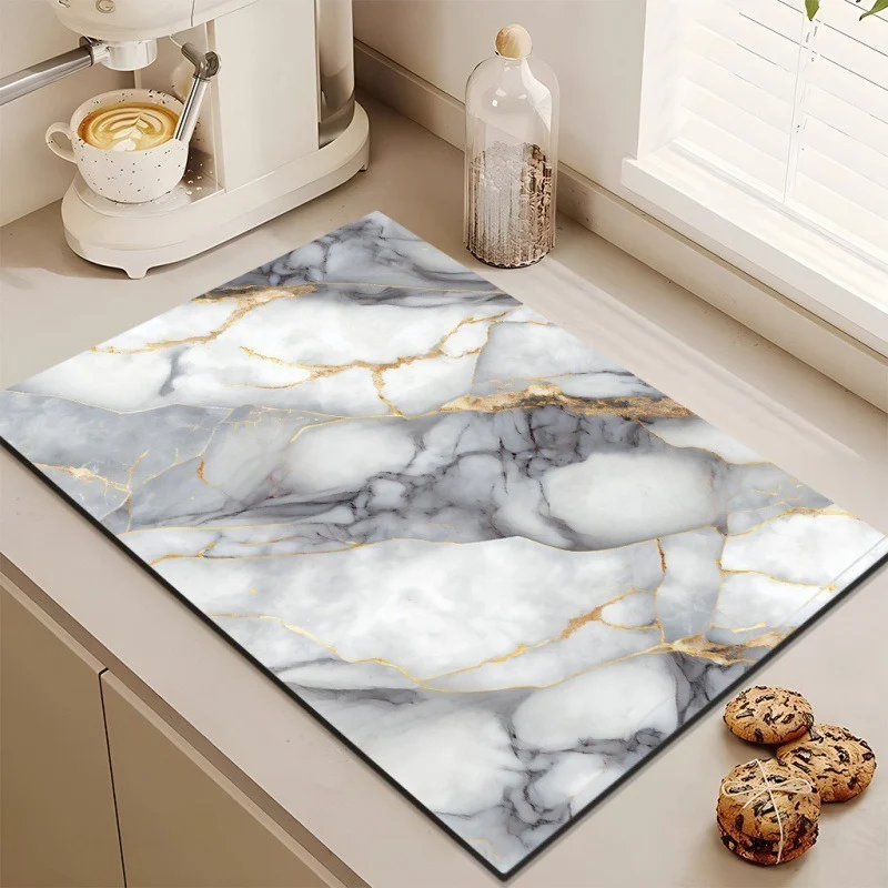 Stylish Marble-Effect Kitchen Mat Stornfield