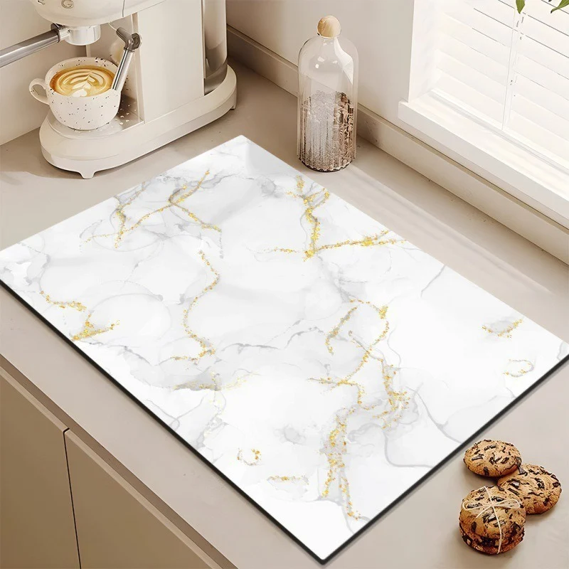 Stylish Marble-Effect Kitchen Mat Stornfield