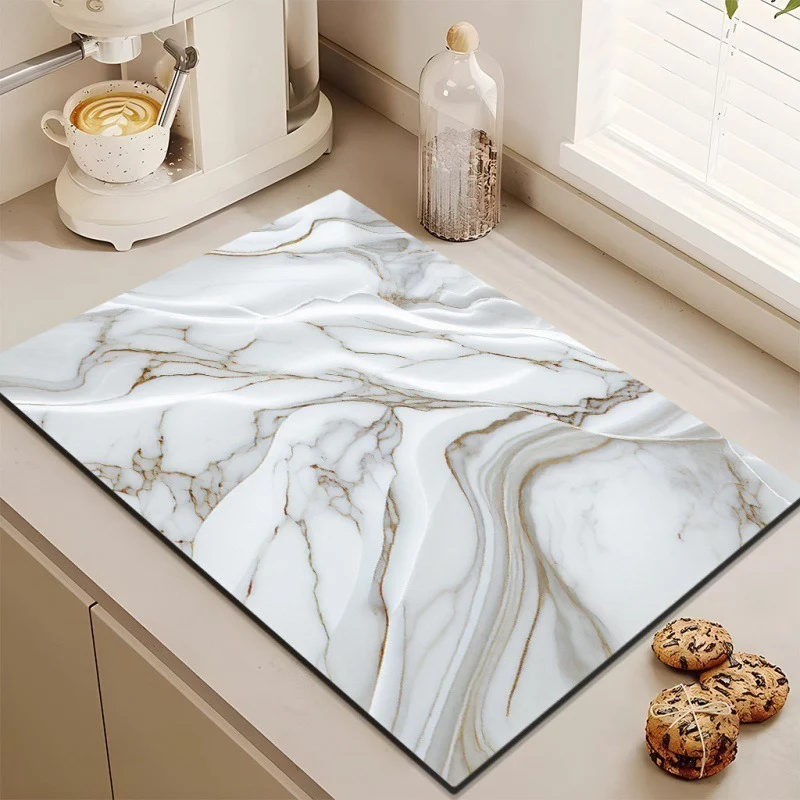 Stylish Marble-Effect Kitchen Mat Stornfield