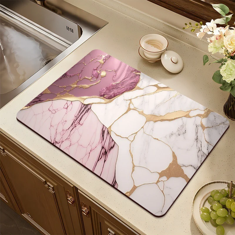 Stylish Marble-Effect Kitchen Mat Stornfield