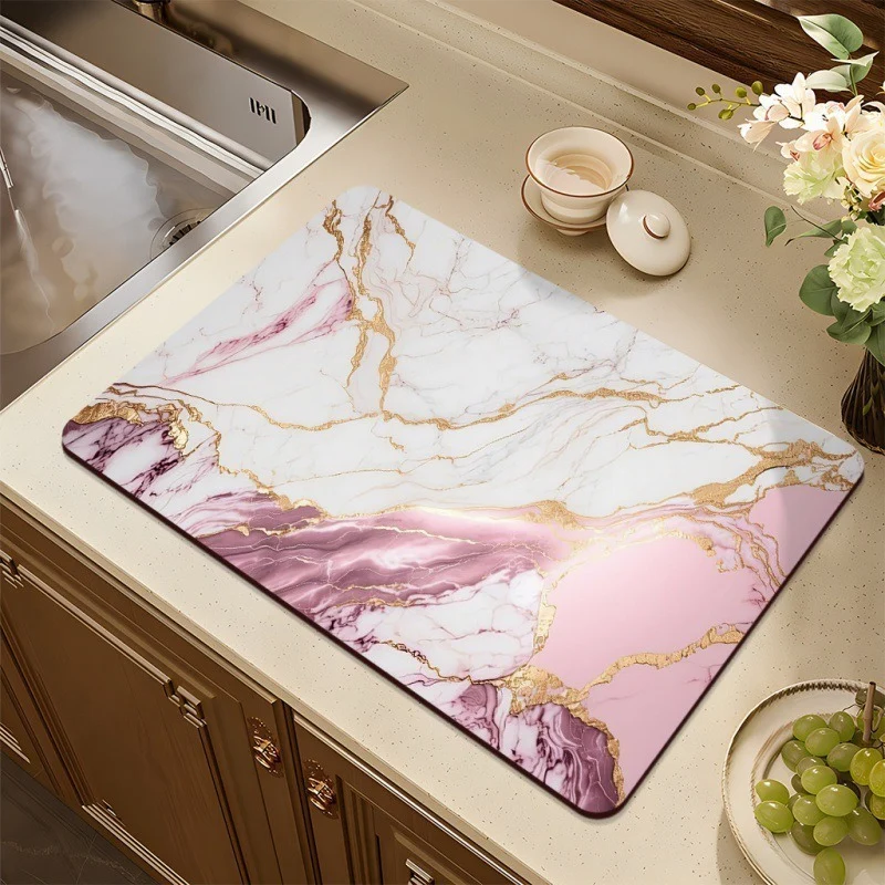 Stylish Marble-Effect Kitchen Mat Stornfield