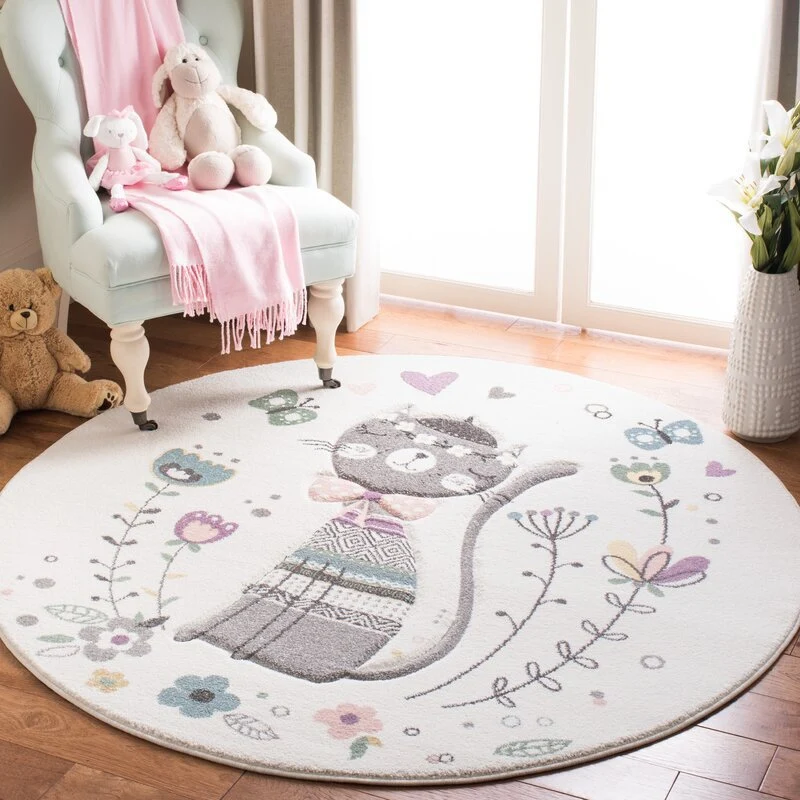 Rabbit-Themed Round Area Rug Stornfield